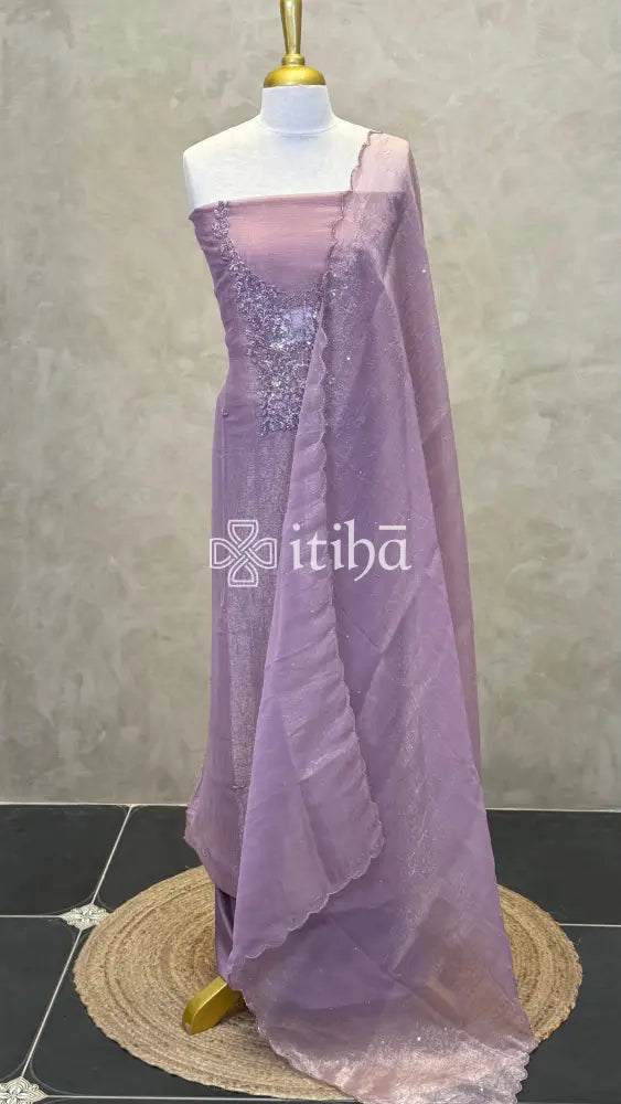 HAND EMBROIDERY SUIT SET - LAVENDER