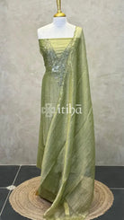 HAND EMBROIDERY SUIT SET - olive green