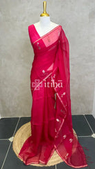 KORA MUSLIN SAREE - PINK