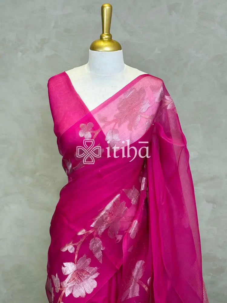 KORA MUSLIN SAREE - PINK