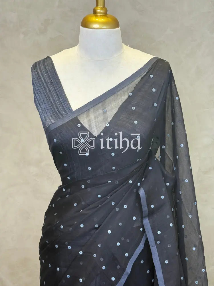 KORA MUSLIN SEQUENCE WEAVING SAREE