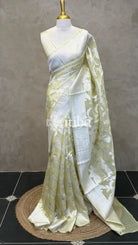 KORA SILVER ZARI JAAL BANARASI SAREE