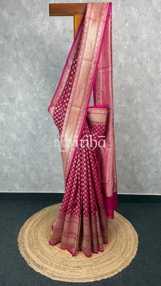 KORA WATER ZARI BHUTA BANARASI SAREE