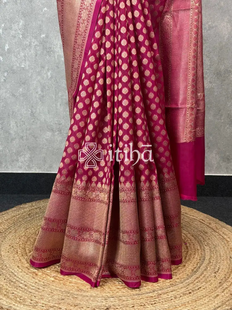 KORA WATER ZARI BHUTA BANARASI SAREE