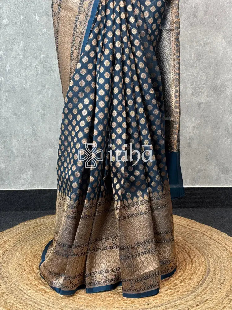 KORA WATER ZARI BHUTA BANARASI SAREE