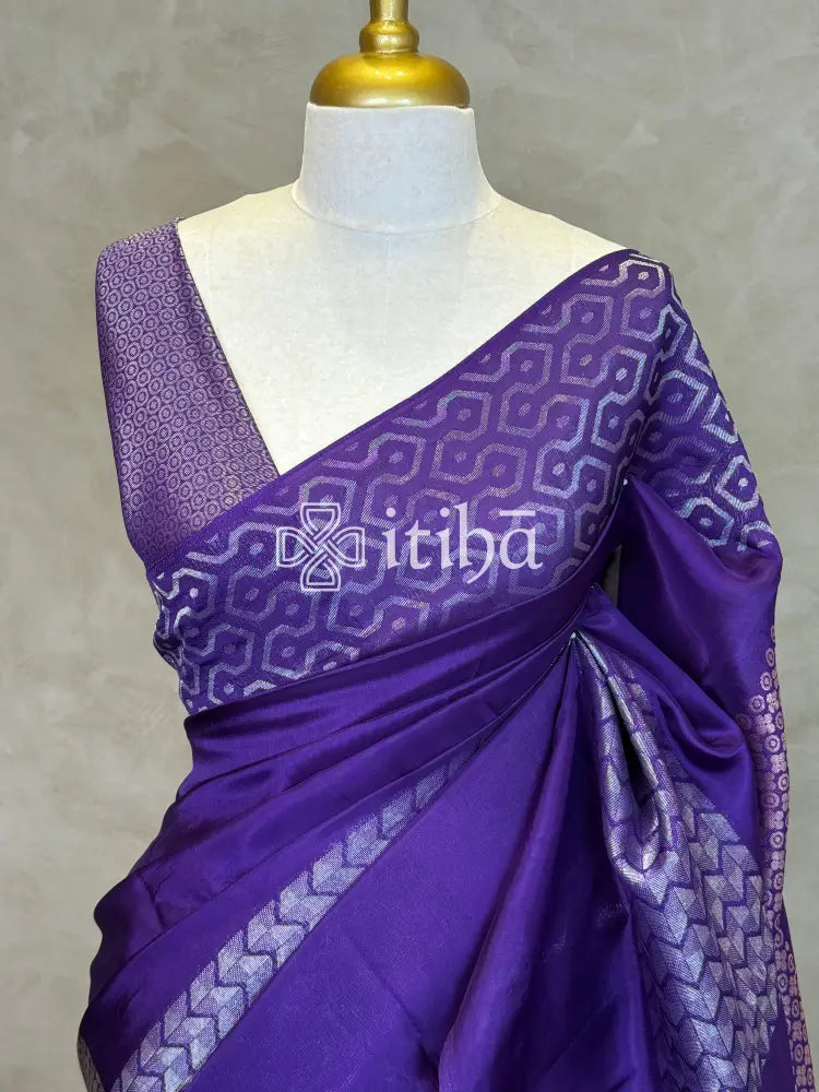 KOSA SILK BANARASI SAREE - Purple