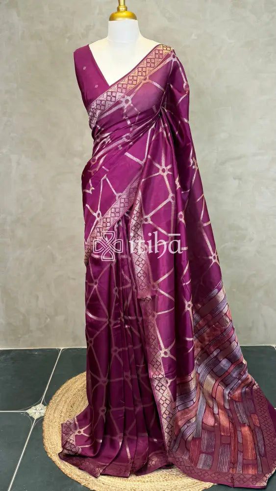 KOSA SILK BANARASI SAREE - DEEP MAGENTA