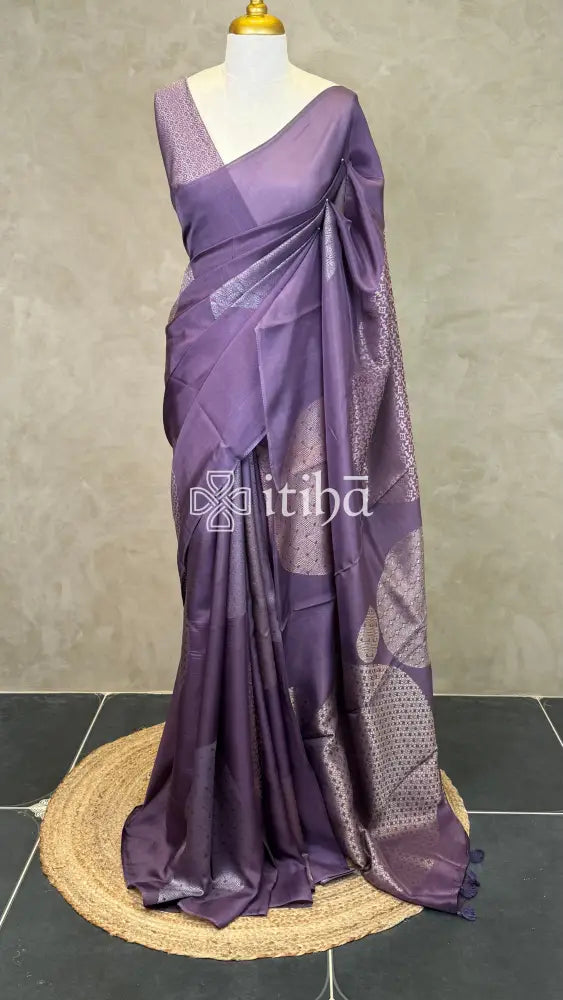 KOSA SILK BANARASI SAREE - DUSTY PURPLE