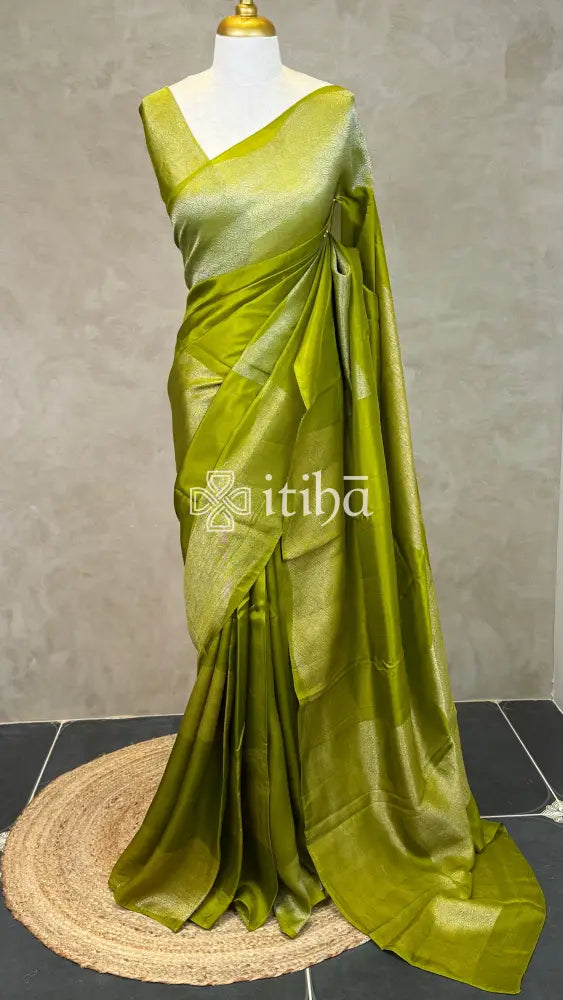 KOSA SILK BANARASI SAREE - LIGHT GREEN