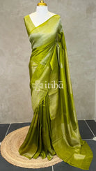 KOSA SILK BANARASI SAREE - LIGHT GREEN