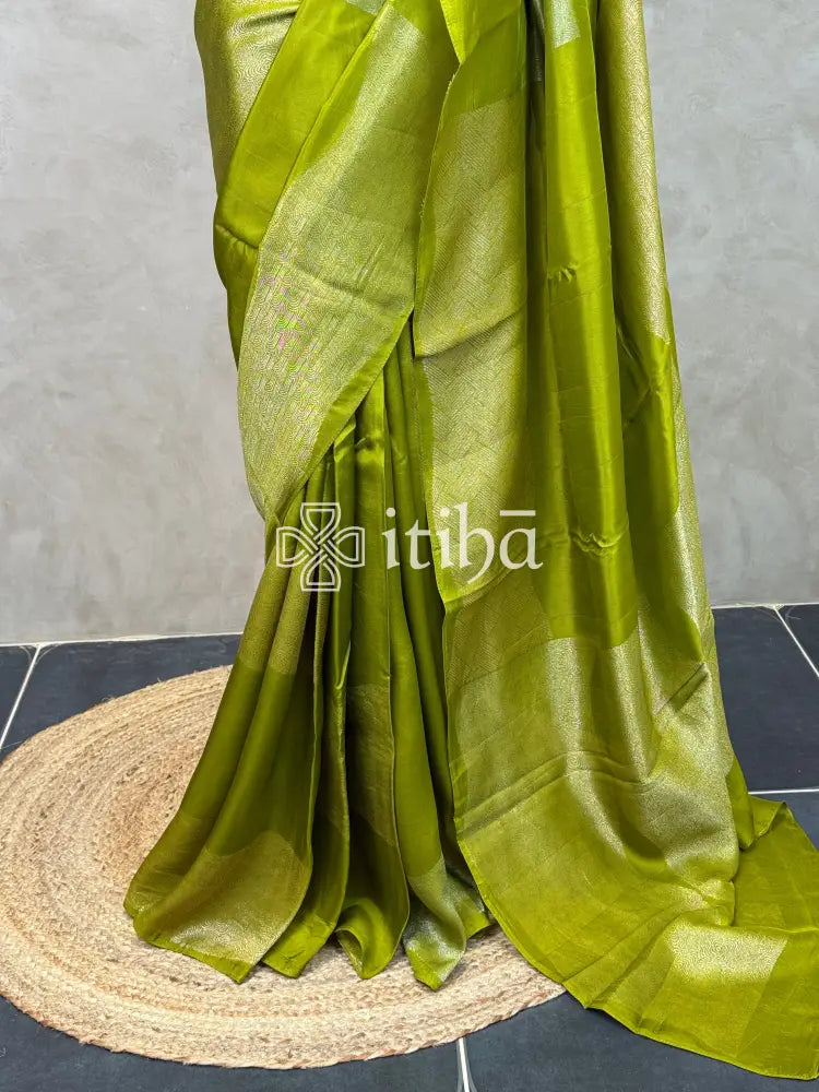 KOSA SILK BANARASI SAREE - LIGHT GREEN