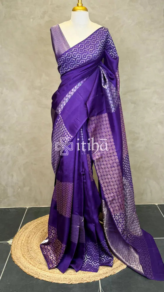 KOSA SILK BANARASI SAREE - Purple