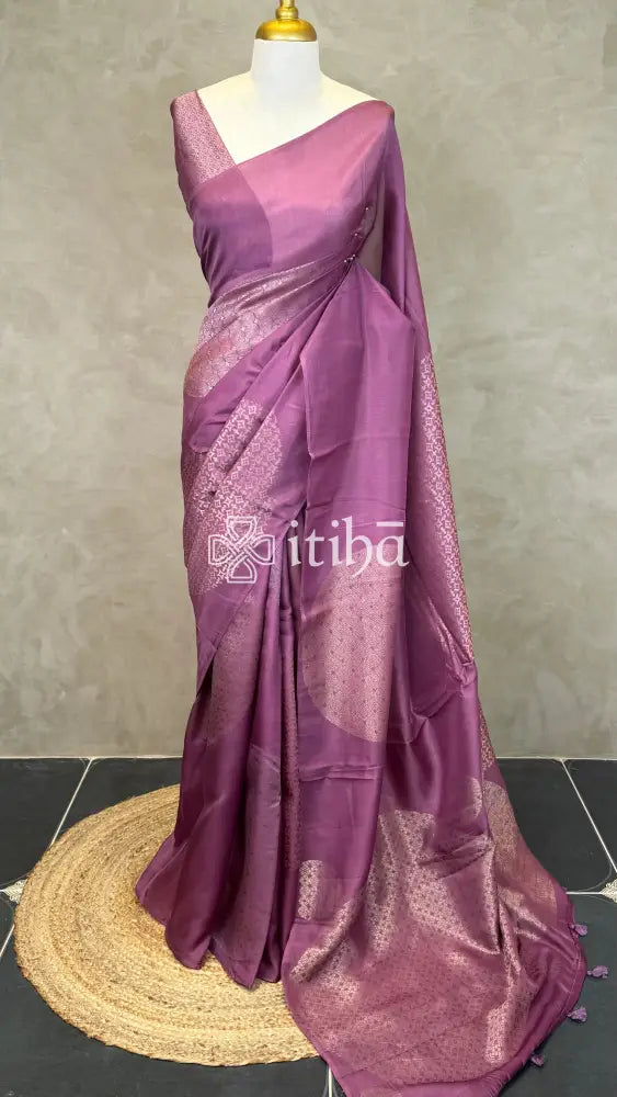 KOSA SILK BANARASI SAREE - Purple