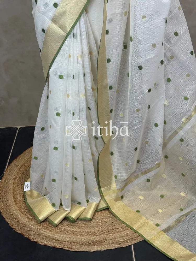 KOTA GREEN POLKA DOTS SAREE