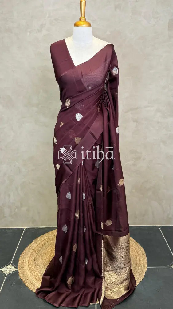 KOTA SILK BANARASI SAREE - coffee brown