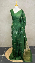 KOTA SILK BANARASI SAREE - DEEP GREEN