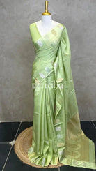 KOTA SILK BANARASI SAREE - PISTA GREEN