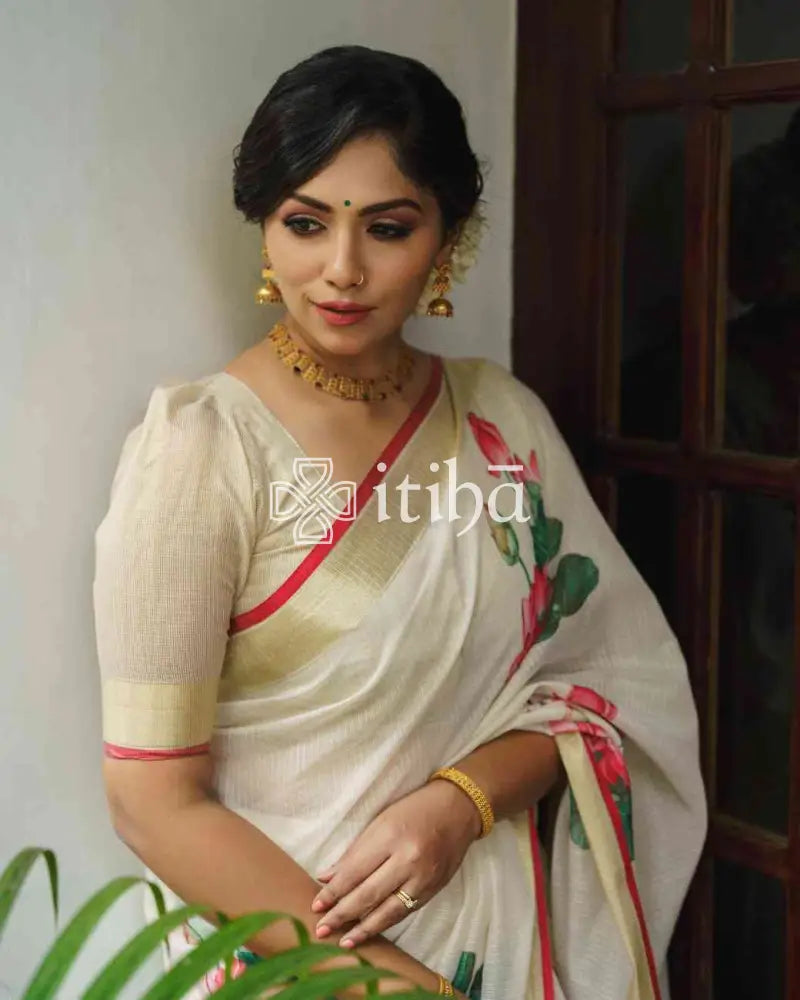 KOTA SILK LOTUS PRINTED SAREE