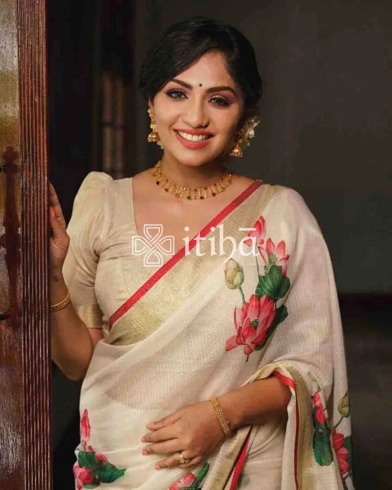 KOTA SILK LOTUS PRINTED SAREE