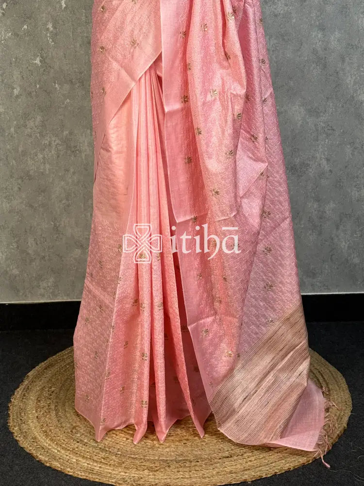 LINED TUSSAR SILK EMBROIDERYSAREE