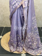 LINEN APPLIQUE EMBROIDERY SAREE