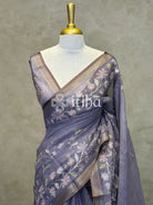 LINEN APPLIQUE EMBROIDERY SAREE