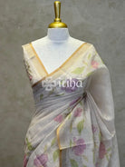 LINEN APPLIQUE EMBROIDERY SAREE