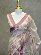 LINEN APPLIQUE EMBROIDERY SAREE