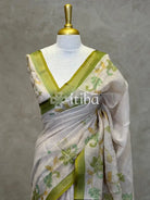 LINEN APPLIQUE EMBROIDERY SAREE