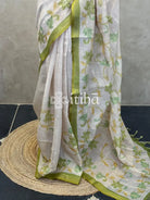 LINEN APPLIQUE EMBROIDERY SAREE