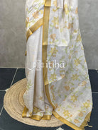 LINEN APPLIQUE EMBROIDERY SAREE