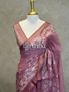 LINEN APPLIQUE EMBROIDERY SAREE