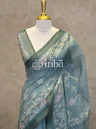 LINEN APPLIQUE EMBROIDERY SAREE