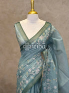 LINEN APPLIQUE EMBROIDERY SAREE