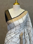 LINEN BLACK CHECK SAREE