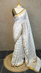 LINEN BLACK CHECK SAREE