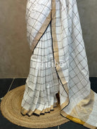 LINEN BLACK CHECK SAREE