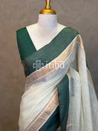 LINEN GREEN BORDER SAREE
