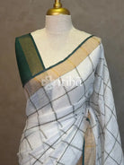 LINEN GREEN CHECK SAREE