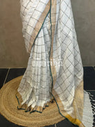 LINEN GREEN CHECK SAREE