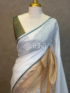 LINEN GREEN TEMPLE BORDER SAREE