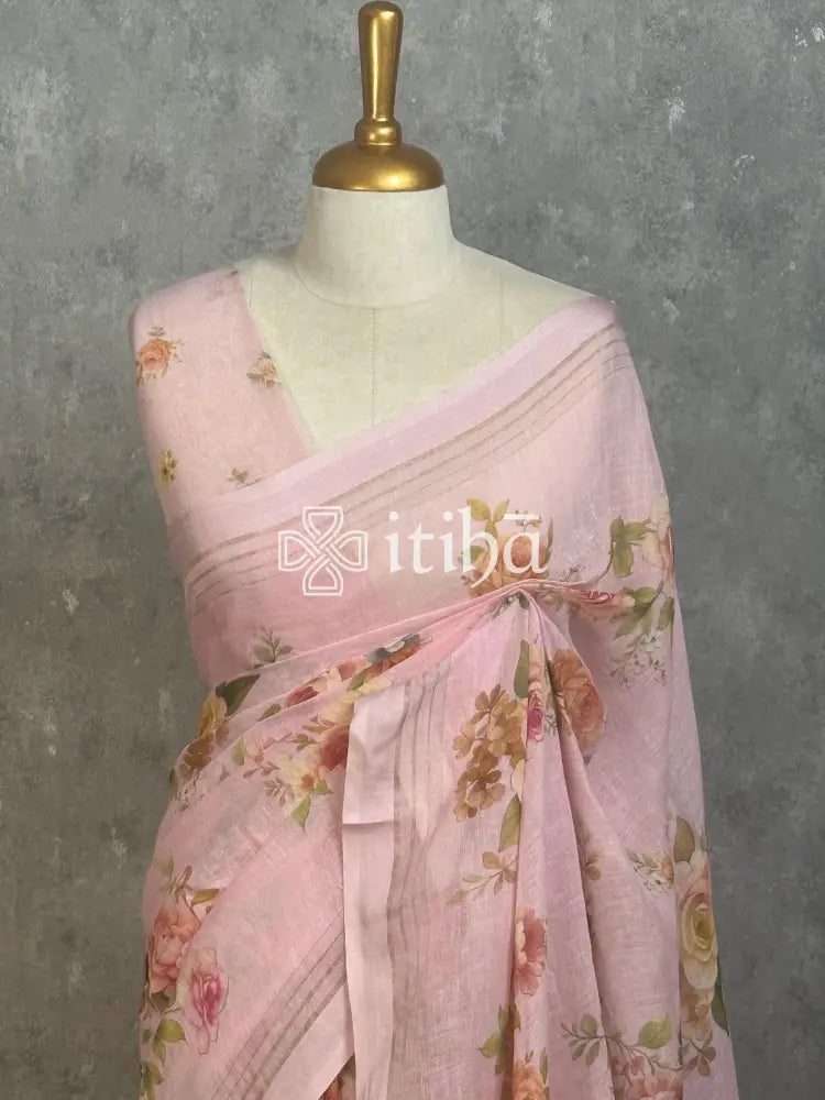LINEN PRINTED SAREE