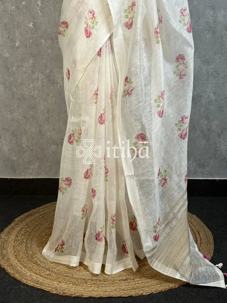 LINEN PRINTED SAREE