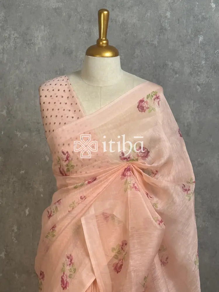 LINEN PRINTED SAREE