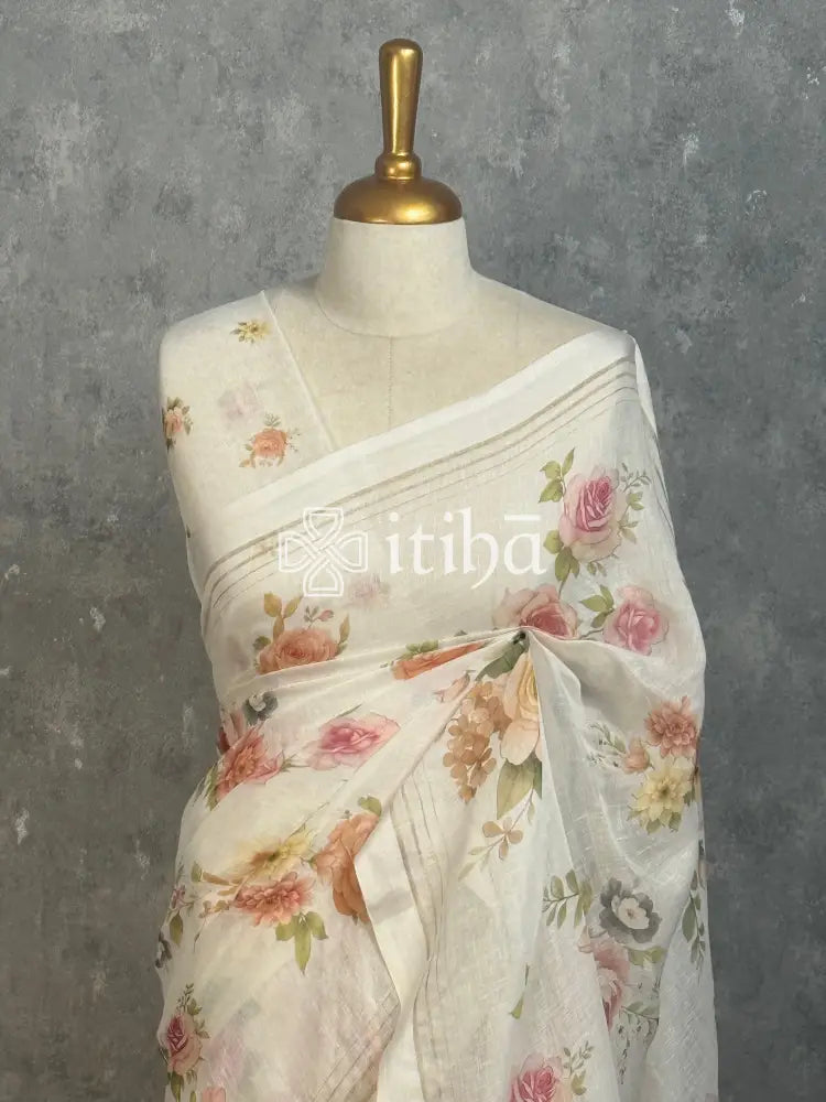 LINEN PRINTED SAREE