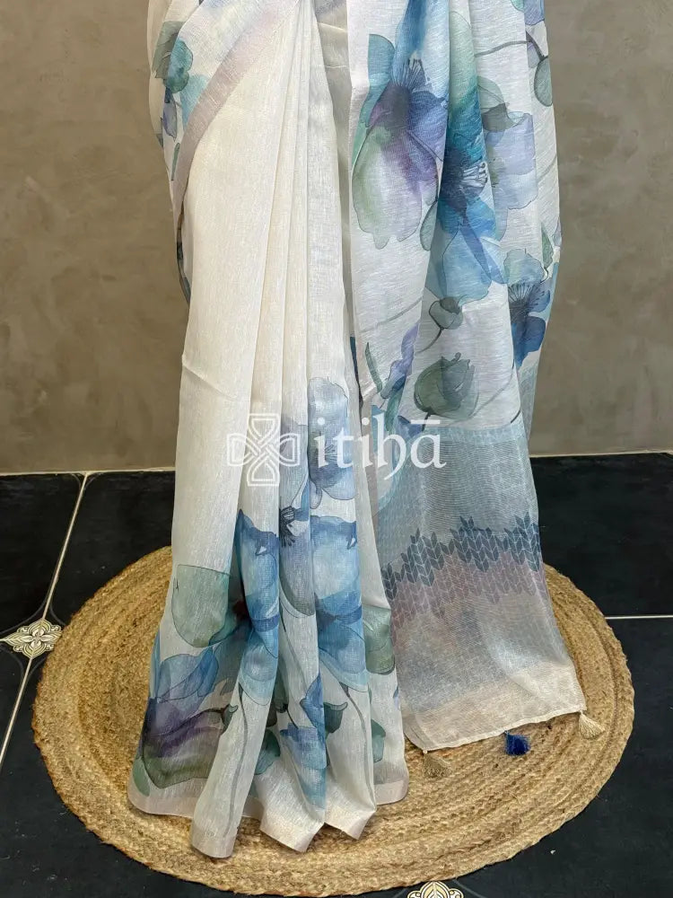 LINEN PRINTED SAREE