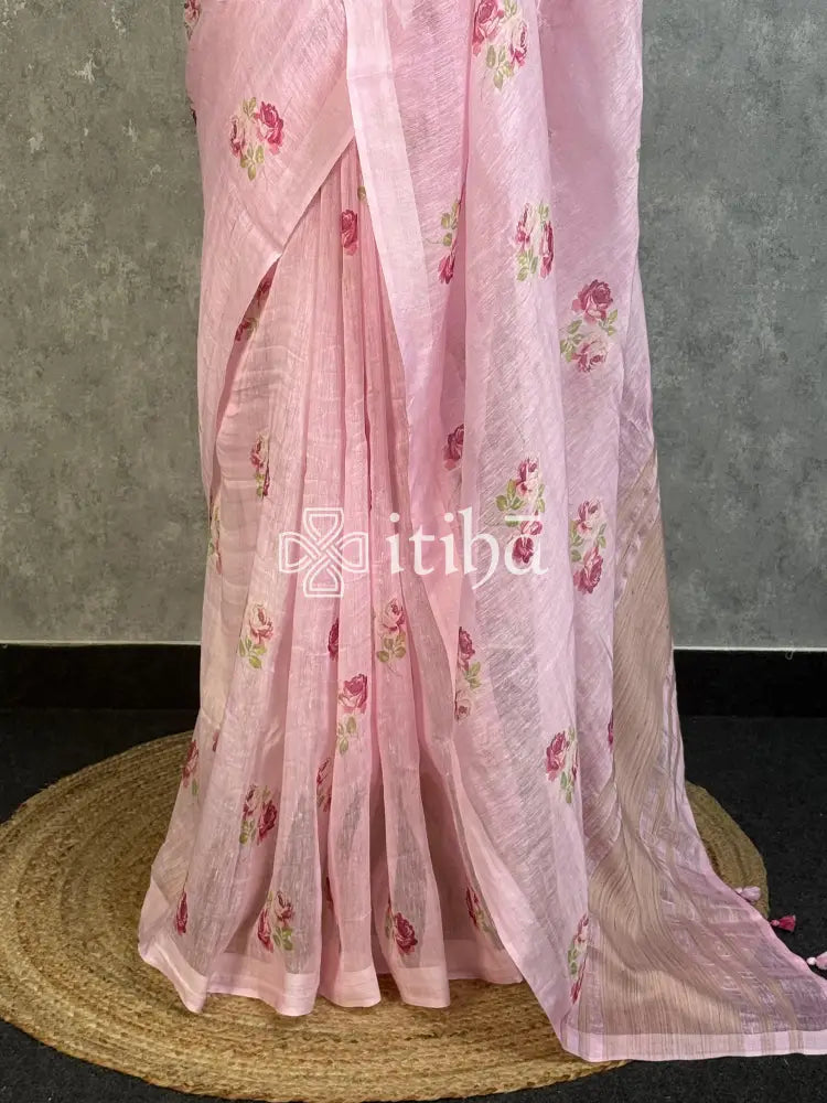 LINEN PRINTED SAREE
