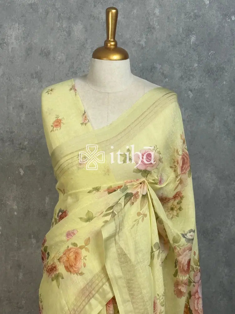 LINEN PRINTED SAREE