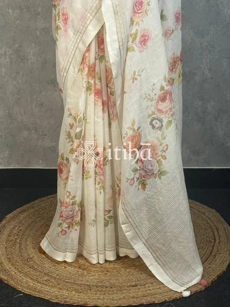 LINEN PRINTED SAREE