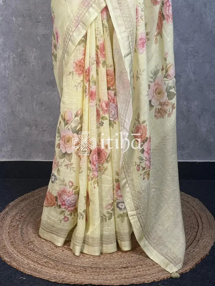 LINEN PRINTED SAREE